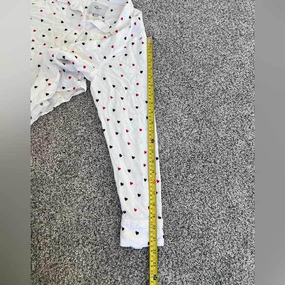 Women’s Rails Val Crush Button Down Front Tie Hearts Rayon Collared Shirt $158 M - Picture 9 of 11